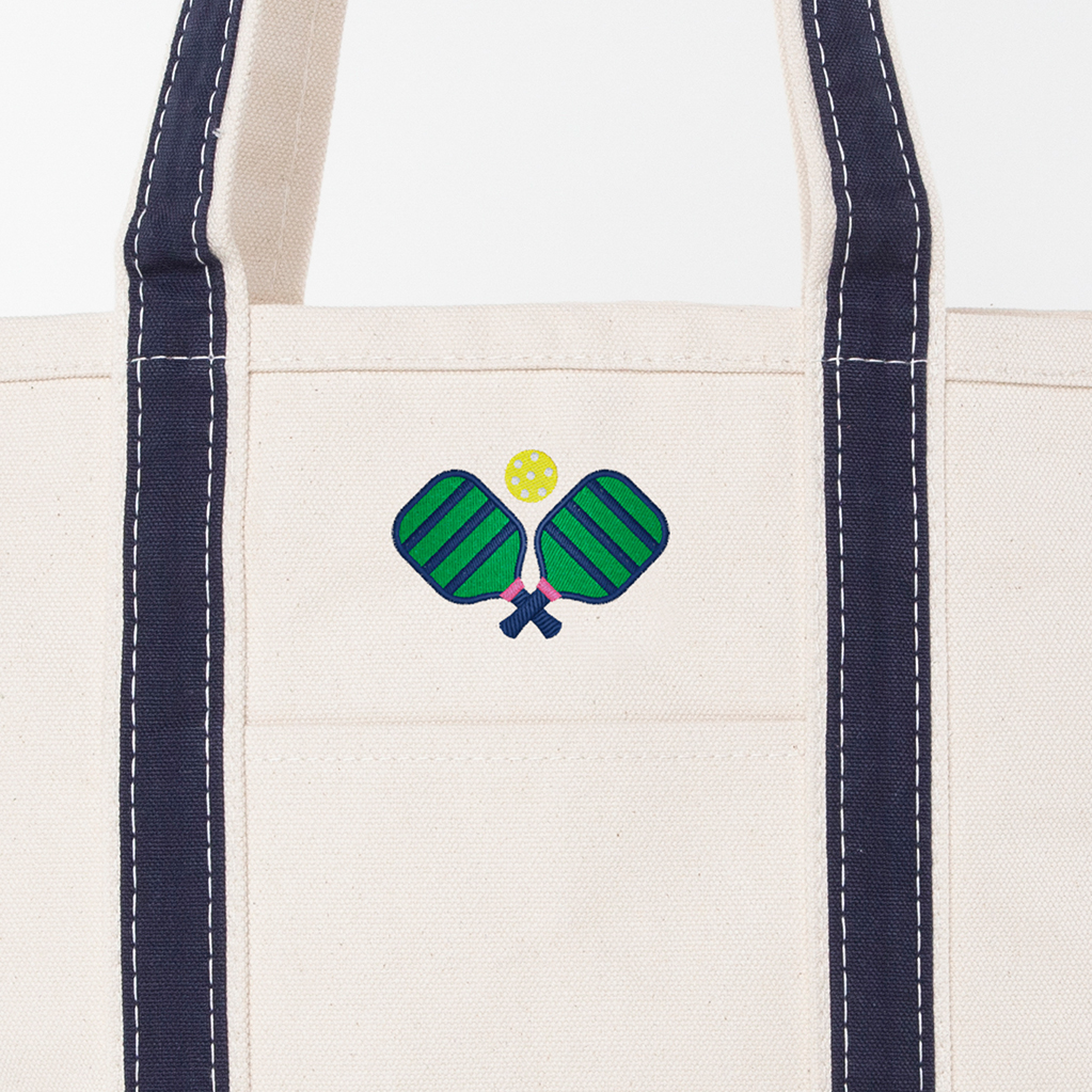 Navy Medium Classic Tote - Pickleball