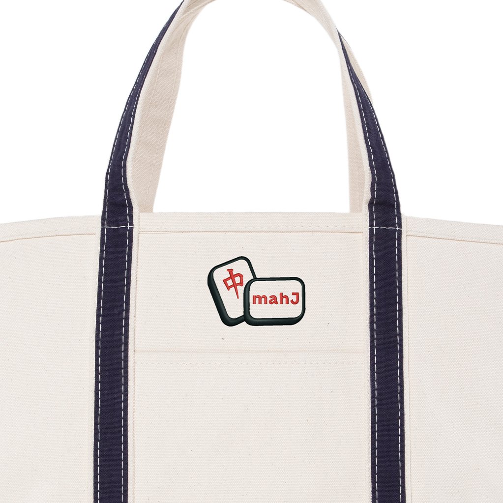 Navy Large Classic Tote - Mahj Tiles
