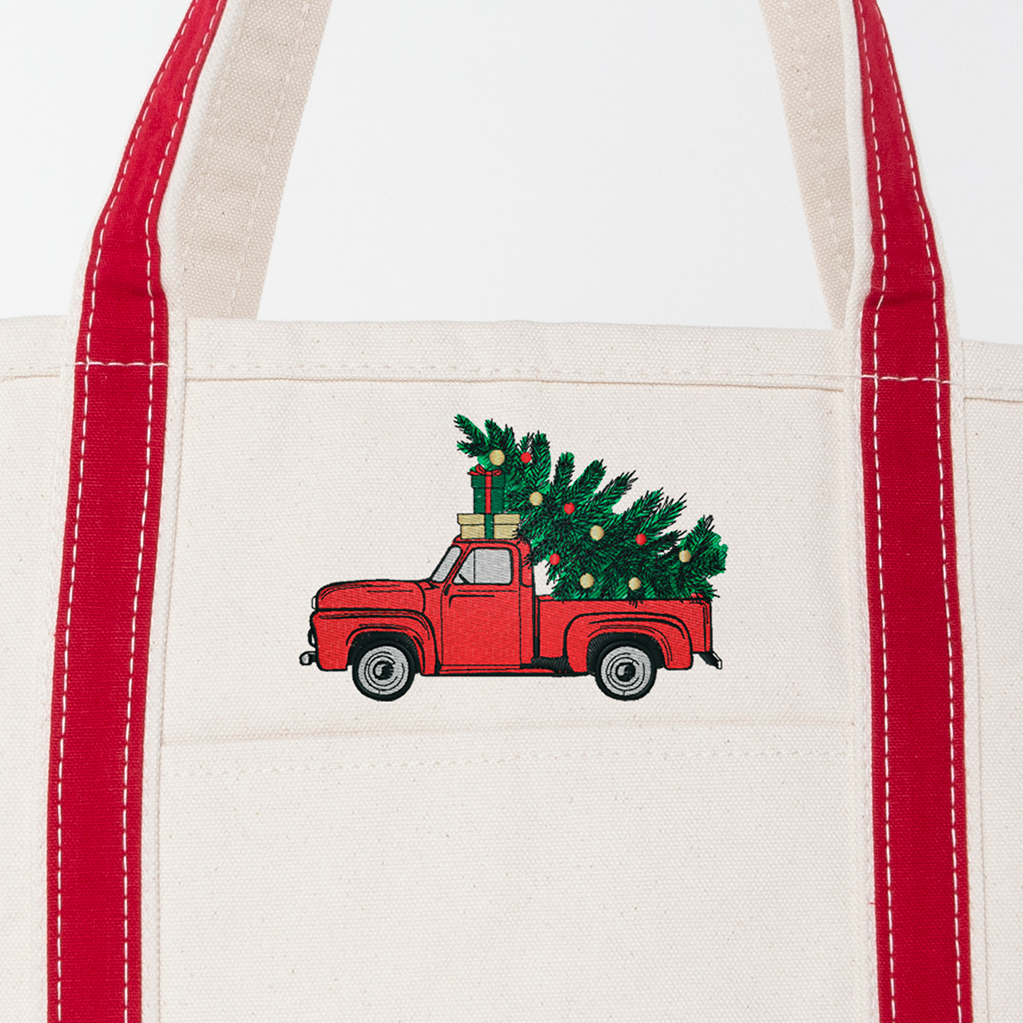 Red Large Classic Tote - Christmas Truck