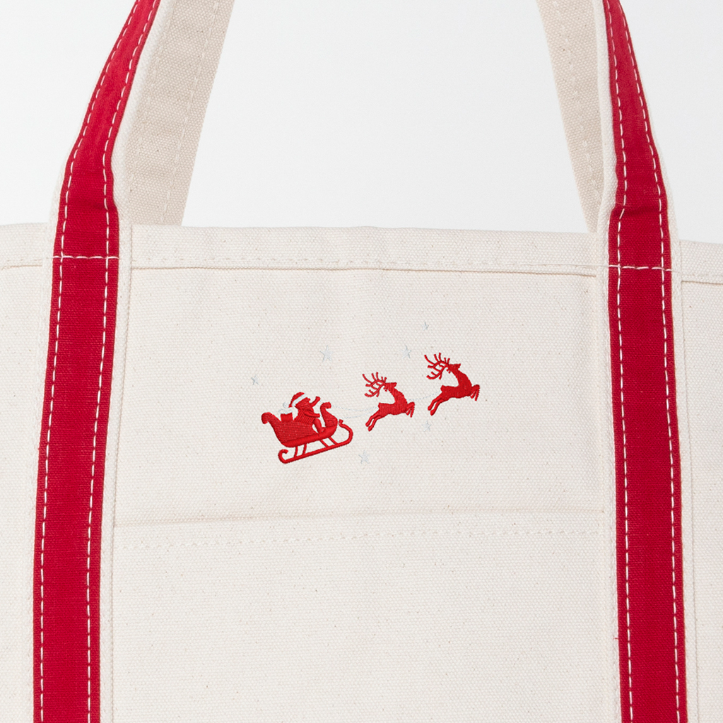 Red Large Classic Tote - Santa & Reindeer