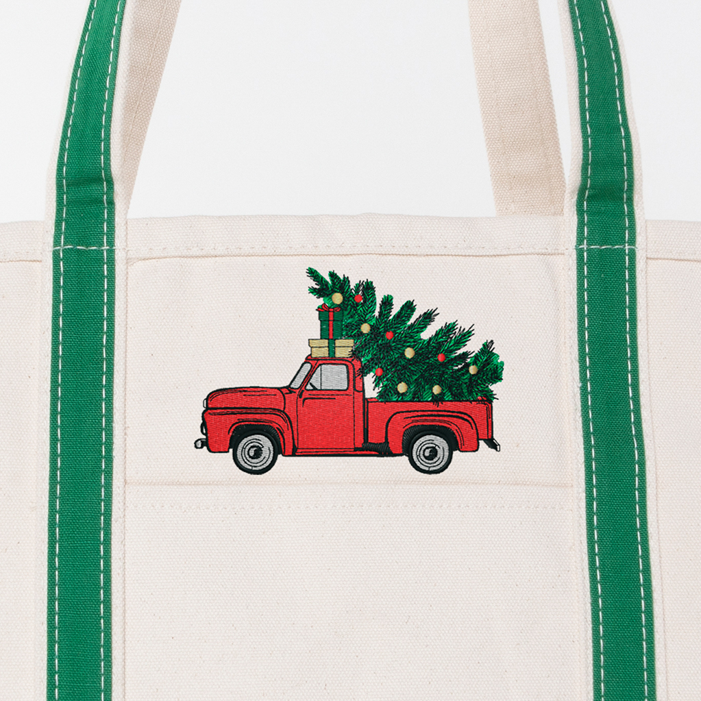 Emerald Large Classic Tote - Christmas Truck