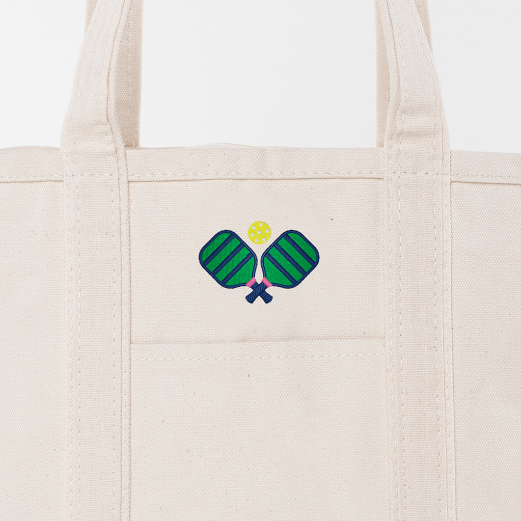 Natural Medium Classic Tote - Pickleball