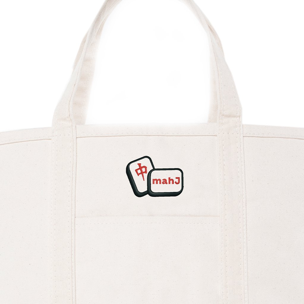 Natural Large Classic Tote - Mahj Tiles