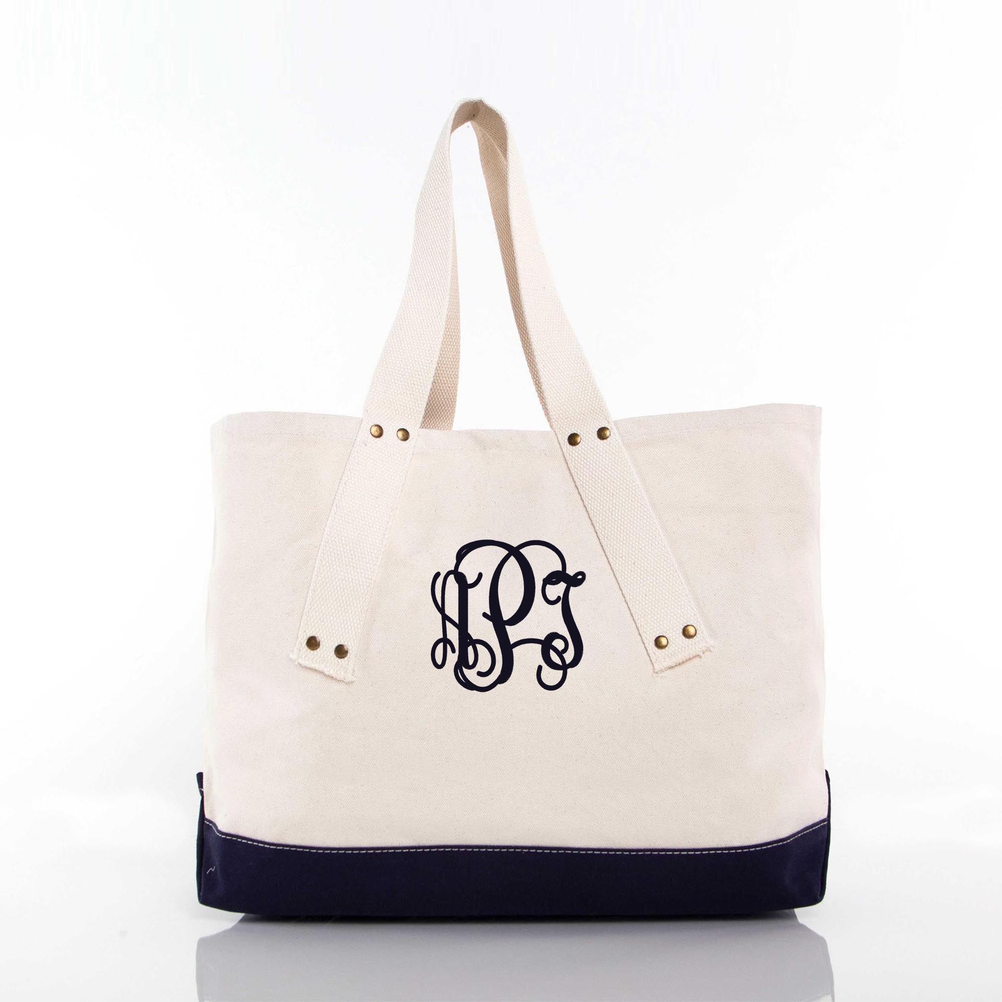 Canvas Grommet Tote in Navy, Black, Gray | CB Station