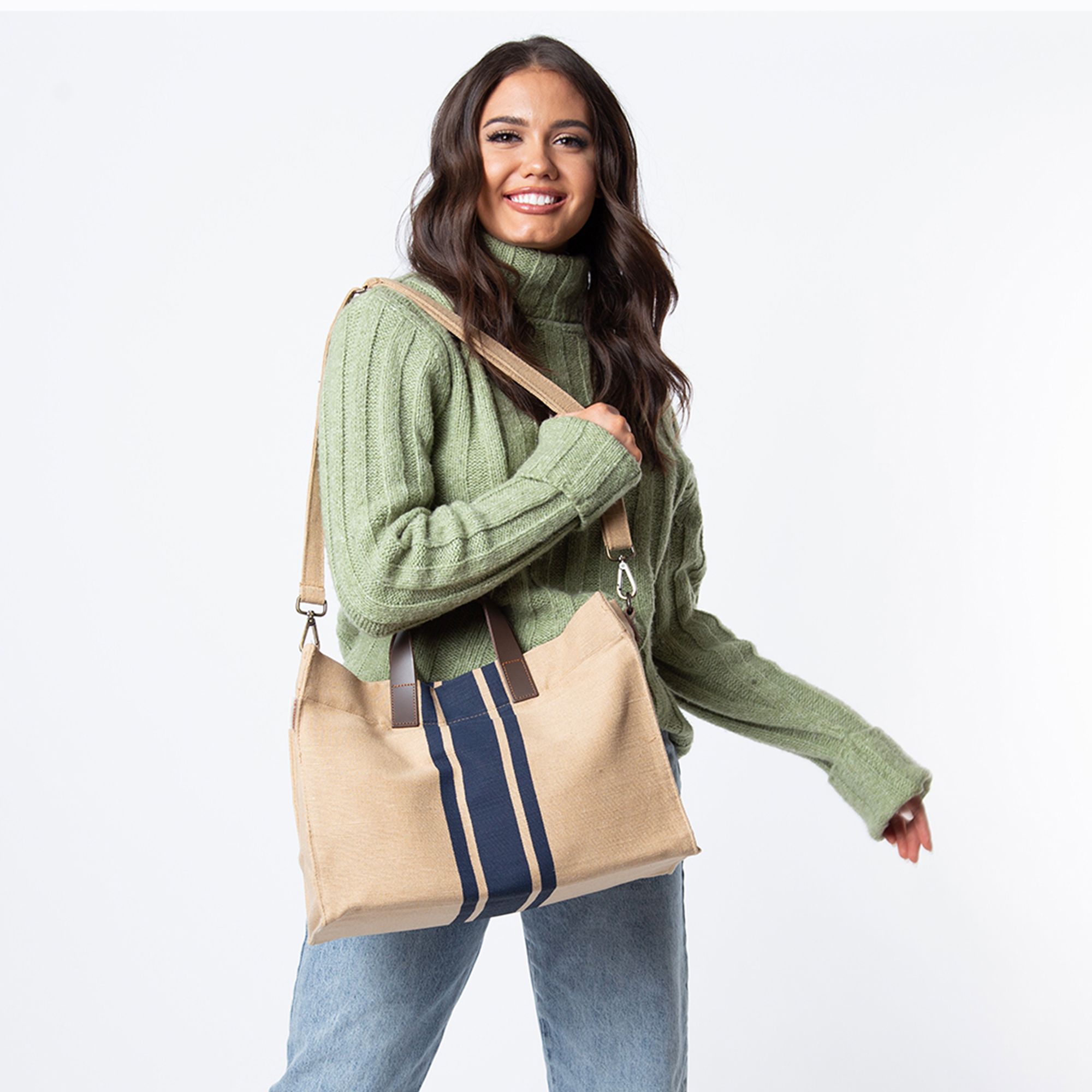 バッグ CTHY LEATHER JUTE TOTE BAG LEATHER JUTE TOTE BAG | CTHY
