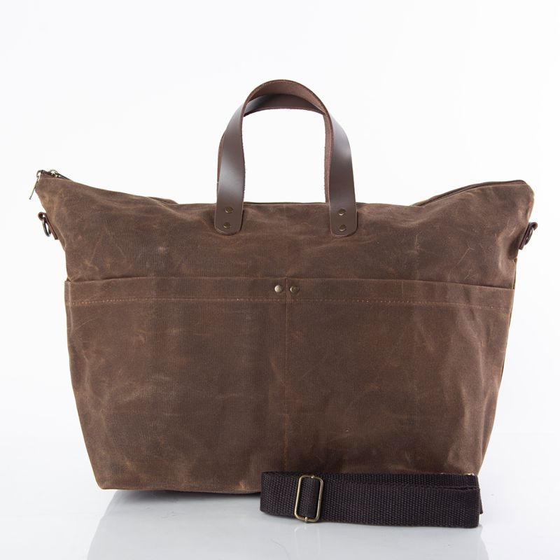 Waxed Traveler Tote Bag | Olive Waxed Canvas Tote