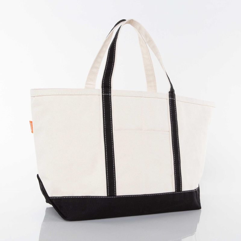 Black Large Classic Tote - Mahj Tiles