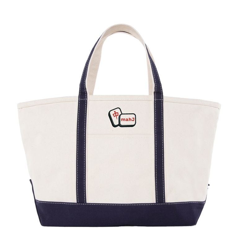 Navy Large Classic Tote - Mahj Tiles