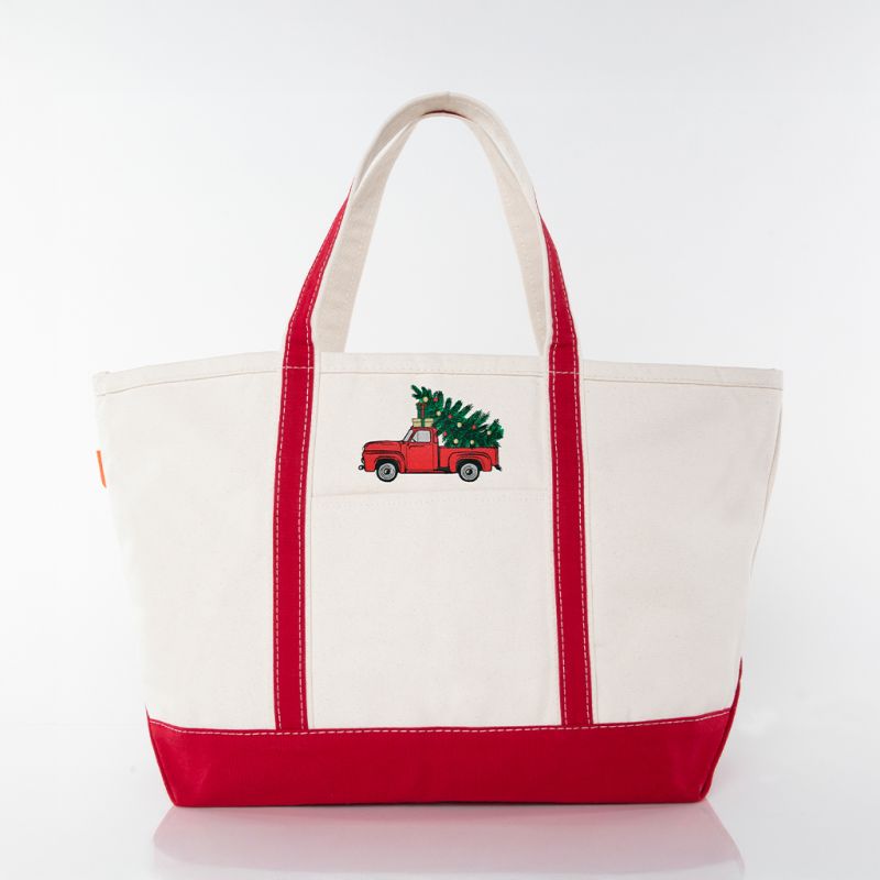 Red Large Classic Tote - Christmas Truck