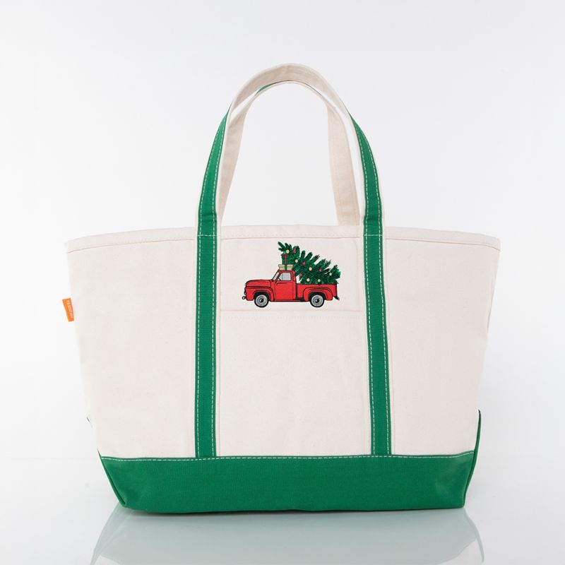 Emerald Large Classic Tote - Christmas Truck