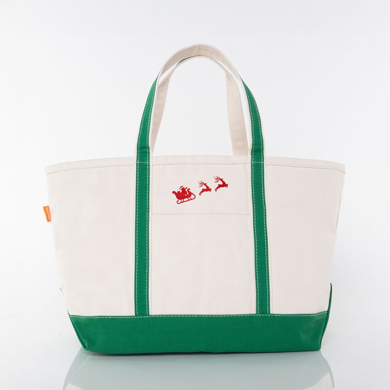 Emerald Large Classic Tote - Santa & Reindeer