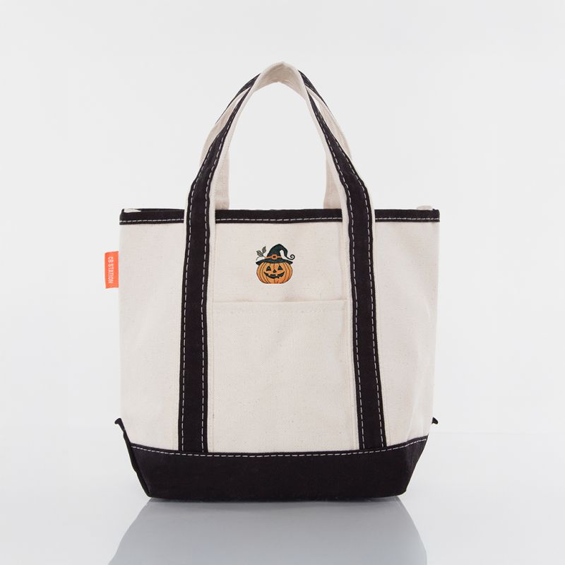 Black Handy Open Top Tote - Pumpkin