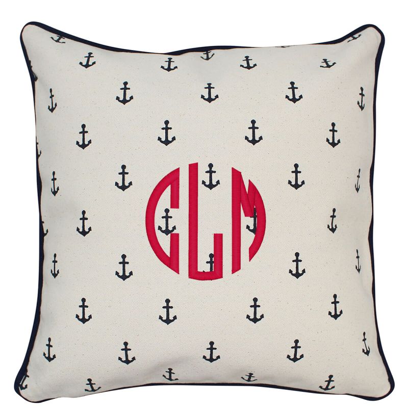 Pillowcase Navy Anchors 12 x 12