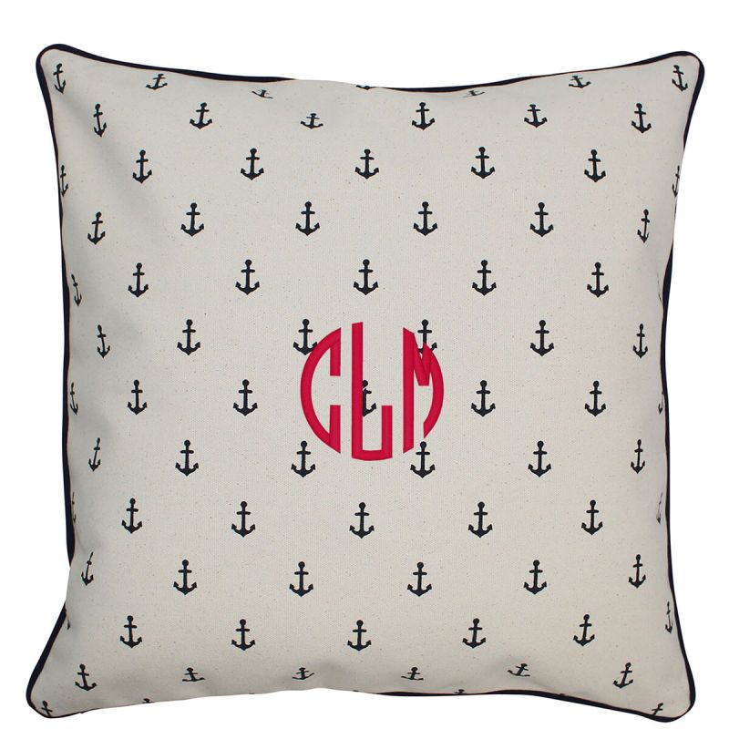 Pillowcase Navy Anchors 16 x 16