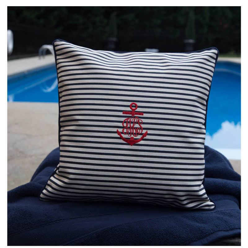 Pillow Navy Stripes With Insert 12 x 12