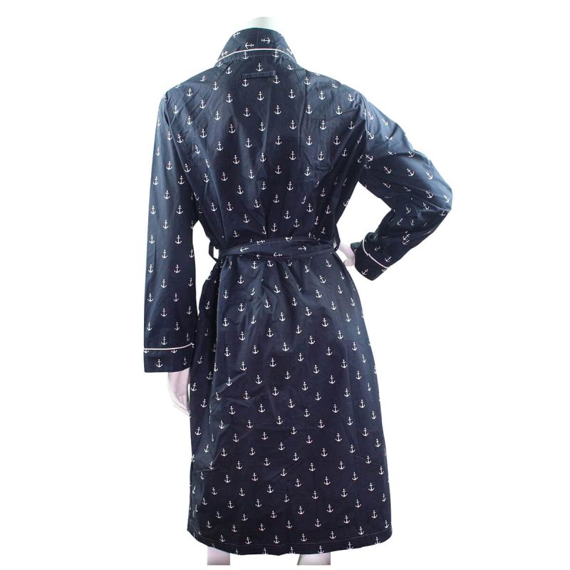 Women's Cotton Robe Navy with White Anchors Large/XLarge