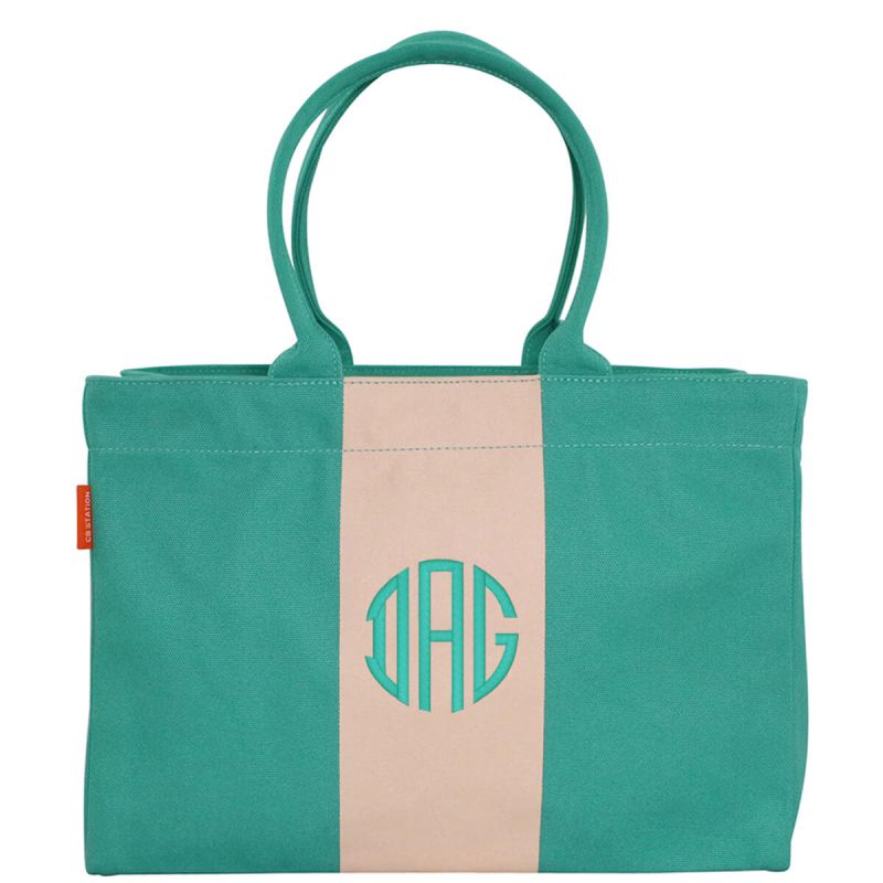 Vertical Colorblock Tote Jade