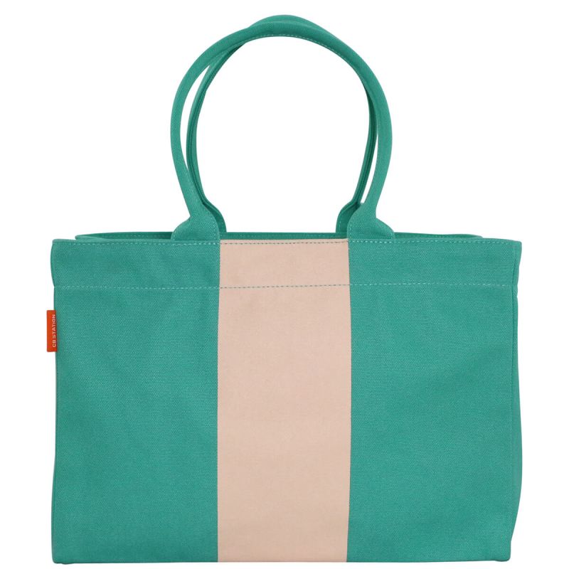 Vertical Colorblock Tote Jade