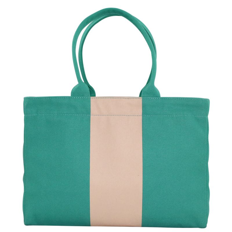 Vertical Colorblock Tote Jade