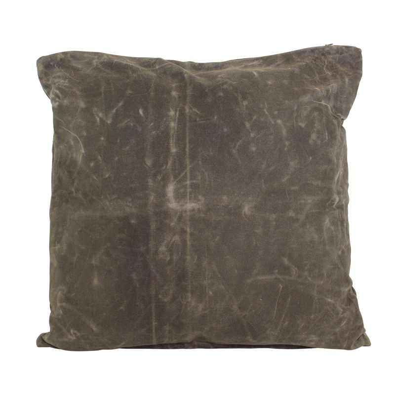 Waxed Canvas Square Pillow Olive With Insert 24 x 24