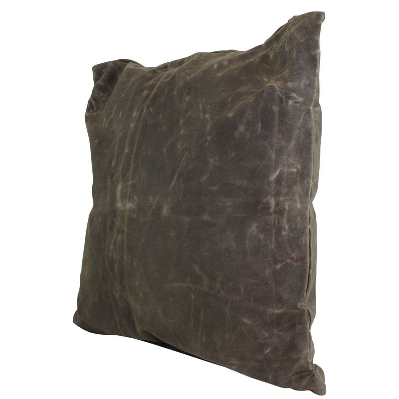 Waxed Canvas Square Pillow Olive With Insert 24 x 24
