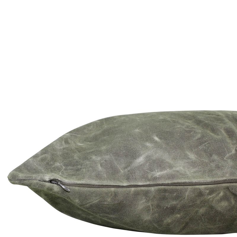 Waxed Canvas Square Pillow Olive With Insert 24 x 24