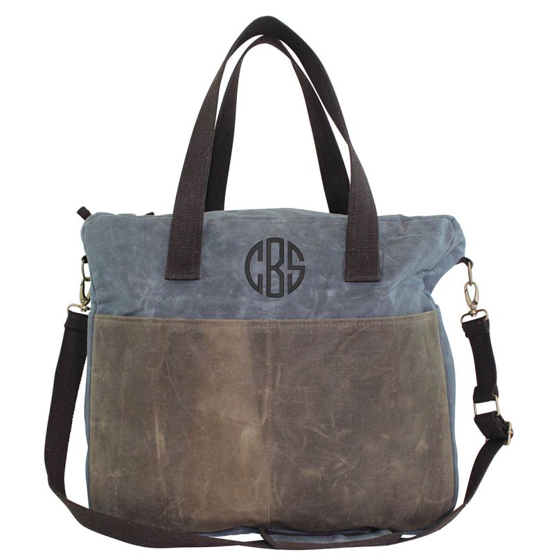 Waxed Canvas Multi-Pocket Travel Tote Slate
