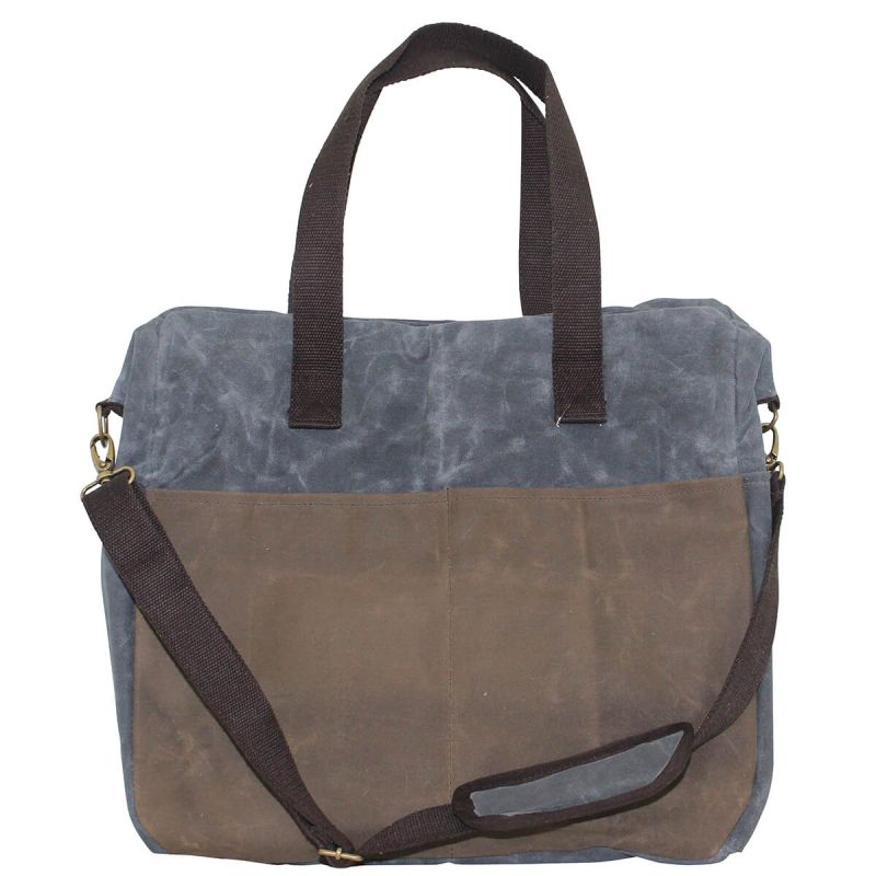 Waxed Canvas Multi-Pocket Travel Tote Slate