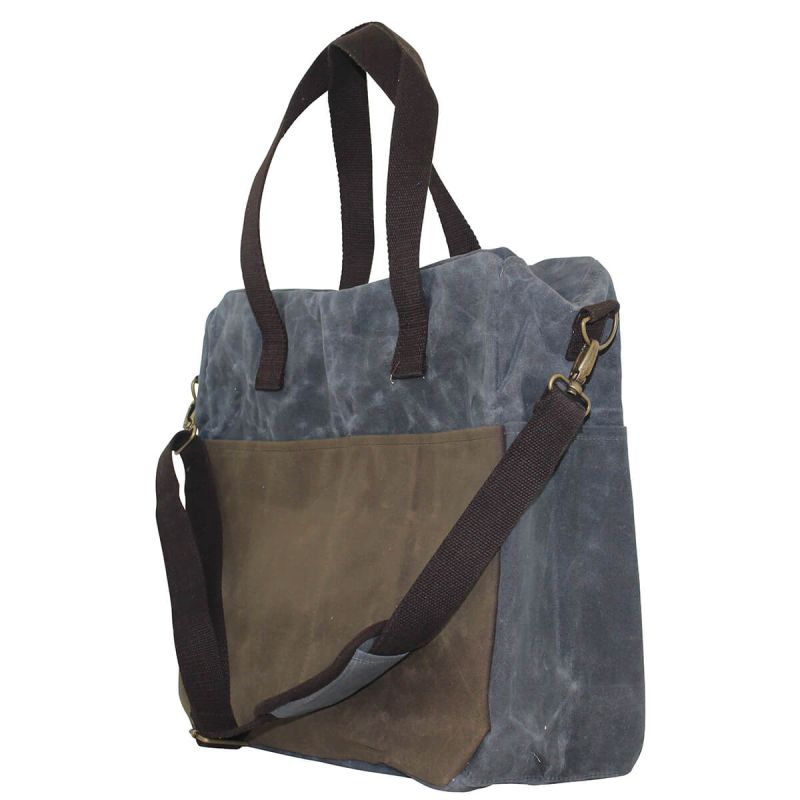 Waxed Canvas Multi-Pocket Travel Tote Slate