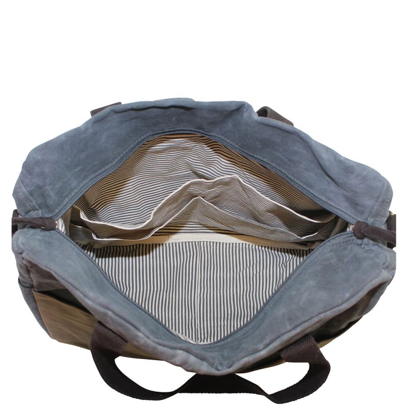 Waxed Canvas Multi-Pocket Travel Tote Slate