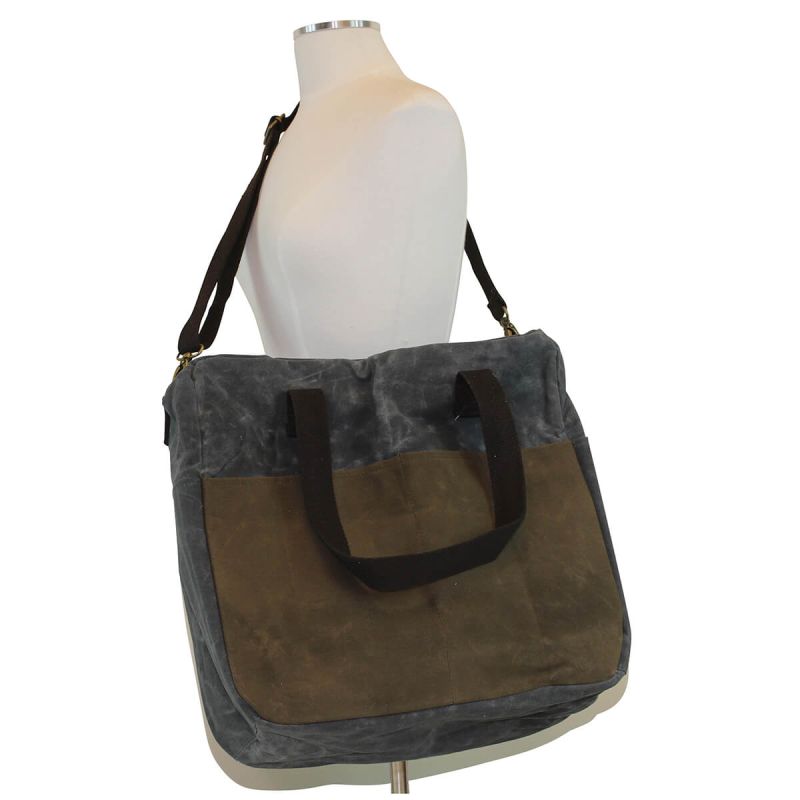 Waxed Canvas Multi-Pocket Travel Tote Slate