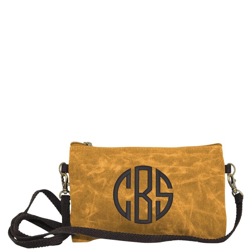 Waxed Canvas Crossbody Clutch Yellow