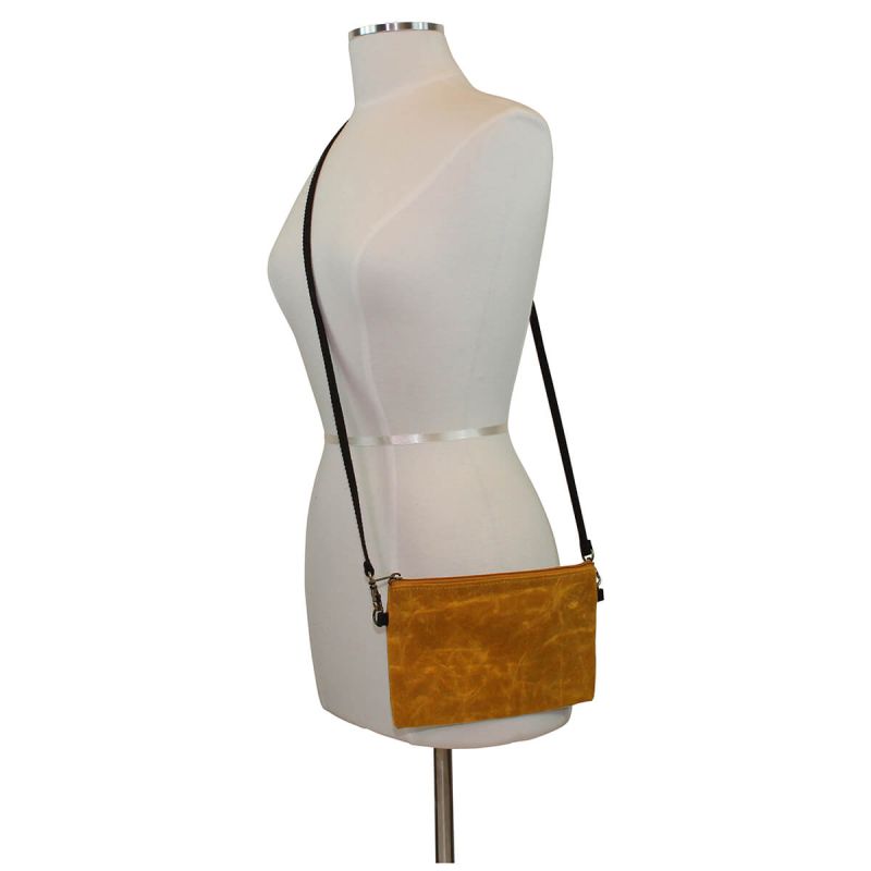 Waxed Canvas Crossbody Clutch Yellow