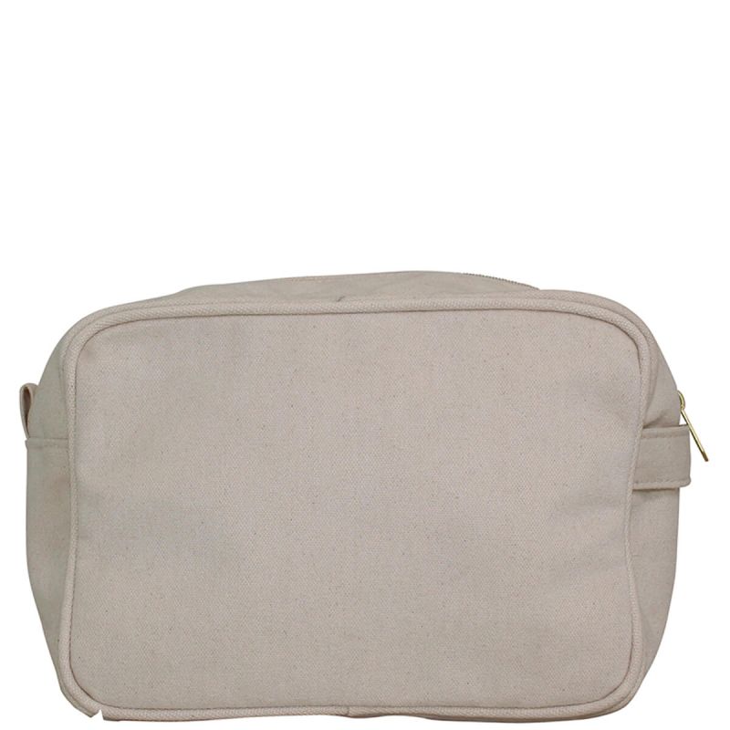Brushed Canvas Lined Travel Kit Natural With Gold Paintstroke Stripes