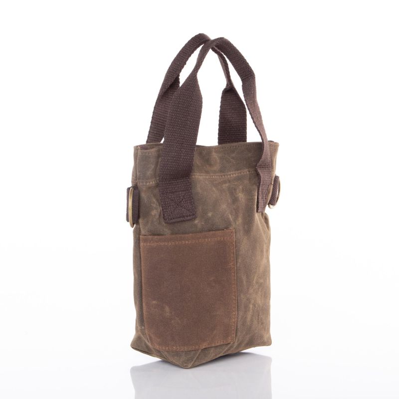 Waxed Canvas Wine Bottle Tote - Thumbnail 4