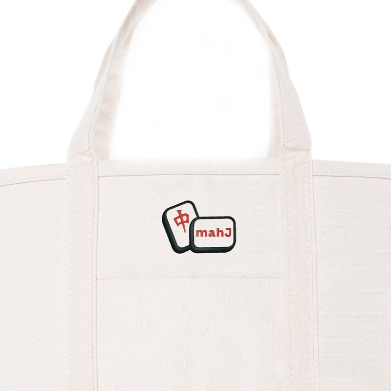 Natural Large Classic Tote - Mahj Tiles
