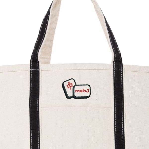 Black Large Classic Tote - Mahj Tiles