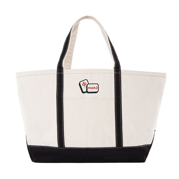 Black Large Classic Tote - Mahj Tiles