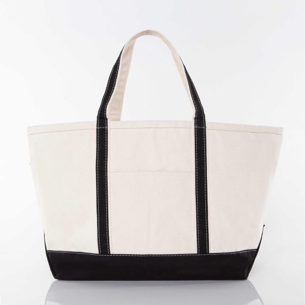 Large Tote Bag - Black - With Zipper - Front