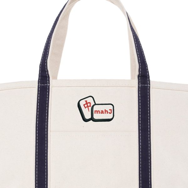 Navy Large Classic Tote - Mahj Tiles