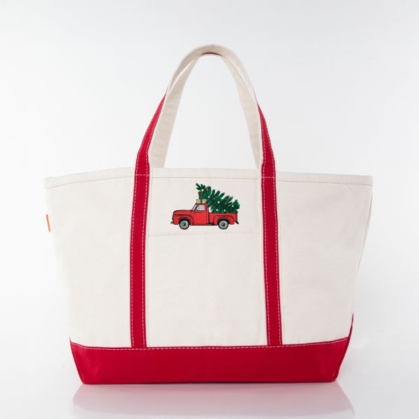 Red Large Classic Tote - Christmas Truck