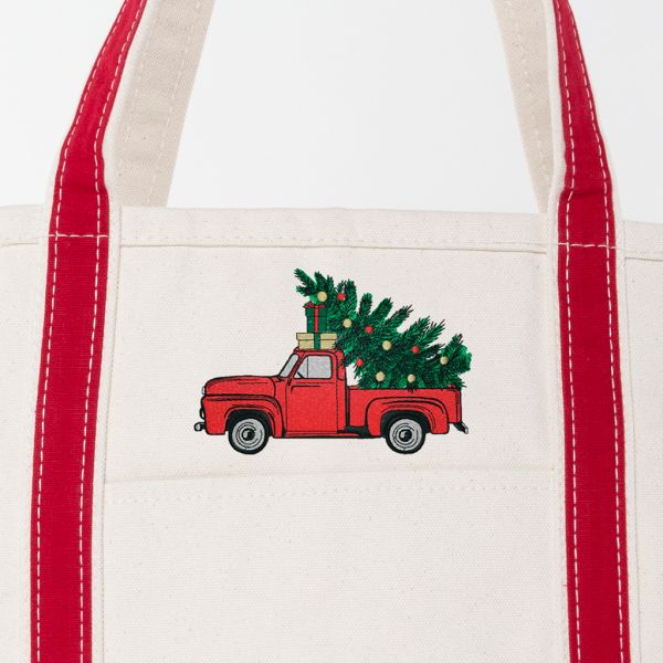Red Large Classic Tote - Christmas Truck