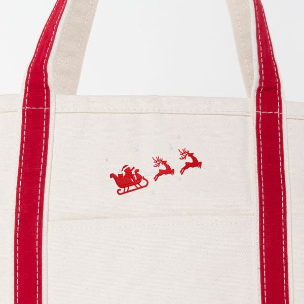 Red Large Classic Tote - Santa & Reindeer