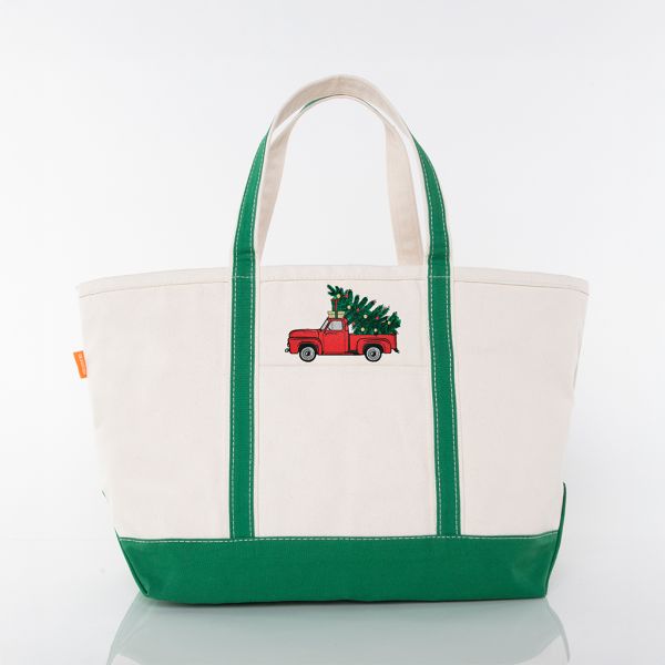 Emerald Large Classic Tote - Christmas Truck
