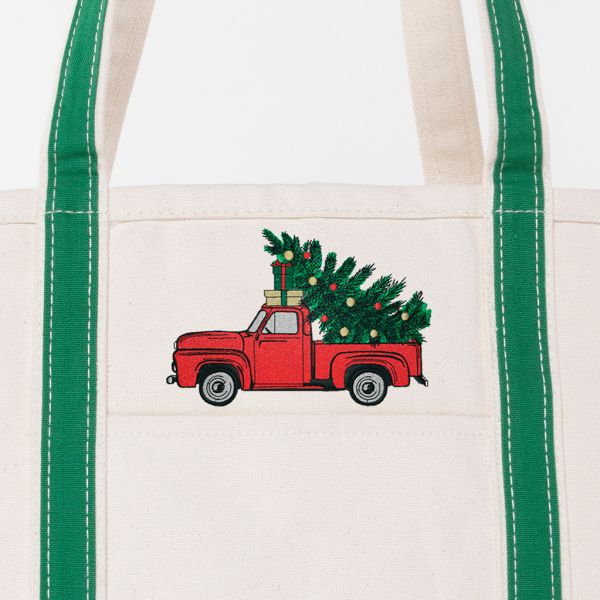 Emerald Large Classic Tote - Christmas Truck