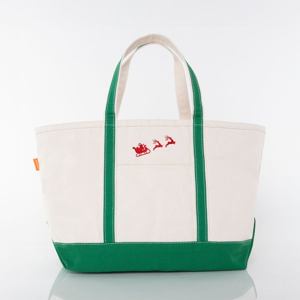 Emerald Large Classic Tote - Santa & Reindeer