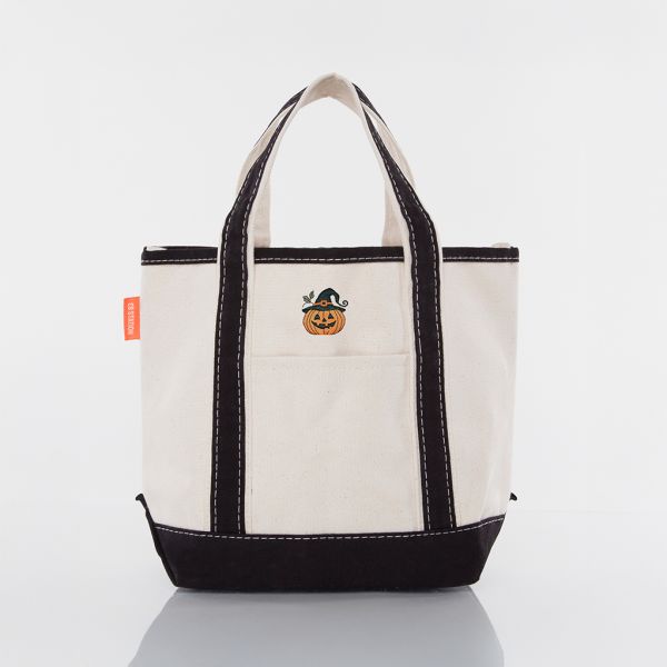 Black Handy Open Top Tote - Pumpkin