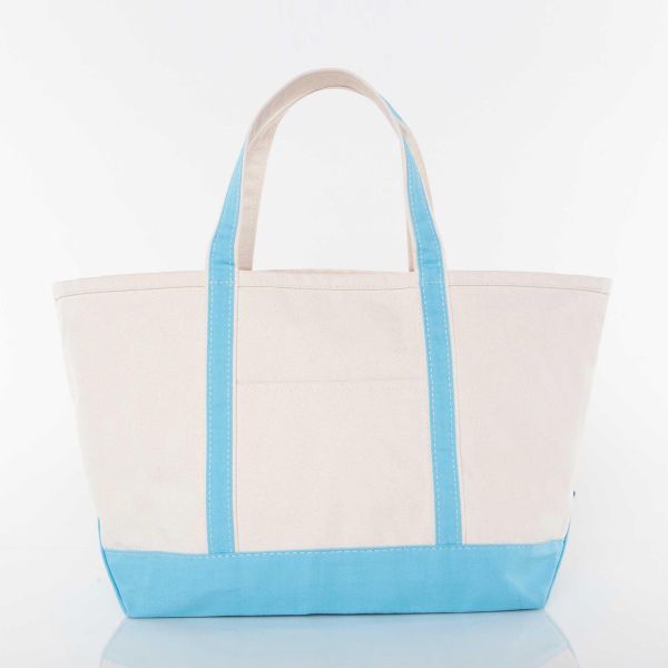 Large Tote Bag with Zipper - Baby Blue - Front