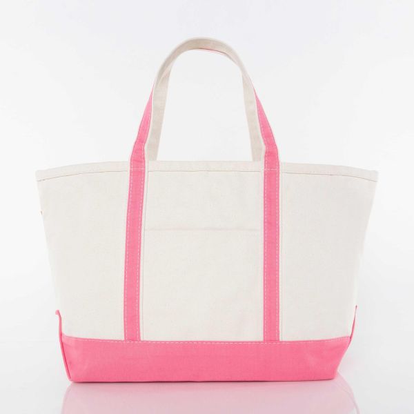 Large Classic Tote Bag with Zipper - Coral - Front 