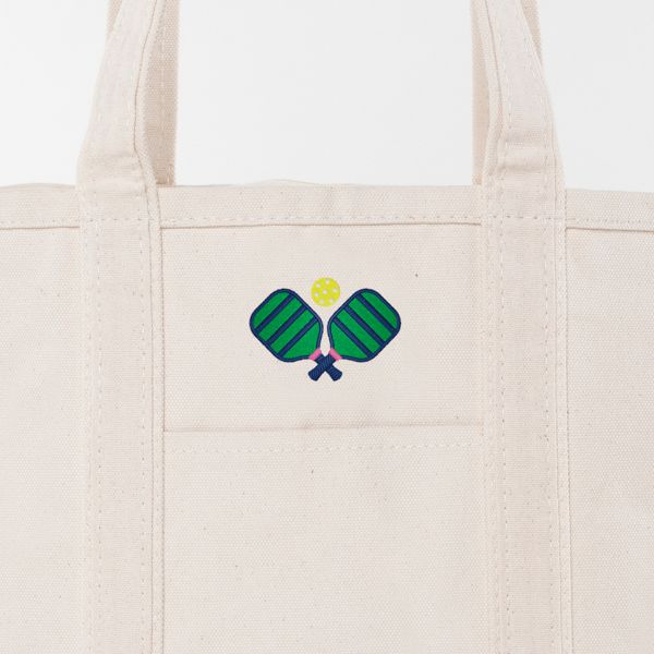 Natural Medium Classic Tote - Pickleball